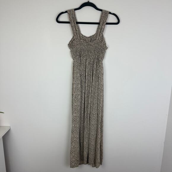 Japna Womens Leopard Print Sleeveless Button Front Beige/Black Maxi Dress Small - Picture 2 of 7